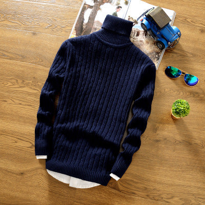 Suéter coreano de cuello alto para hombre de invierno
