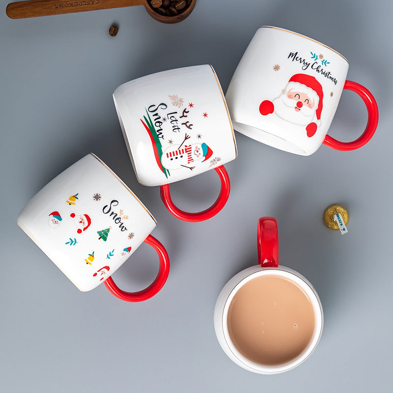 Christmas Mug With Lid Spoon Snowman Ceramic Mug