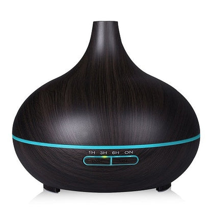 Wood Grain Aromatherapy Humidifier – 550ml Remote Control LED Diffuser