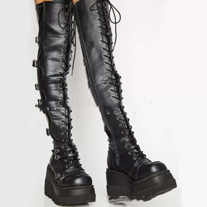 Zapatos con Plataforma Botas de Mujer Zapatos de Invierno Cuero Genuino