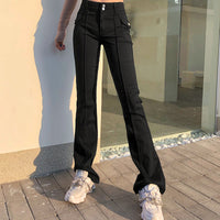 Women's New Sexy Low-waist Side Pockets Retro Slim-fit Micro Trousers Casual Trousers