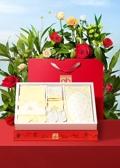 Coffret Cadeau Vêtements de Bébé Nouveau-né Bleu Clair Premium | Ensemble Essentiel de Layette 100 % Coton Doux avec Illustrations de Renard