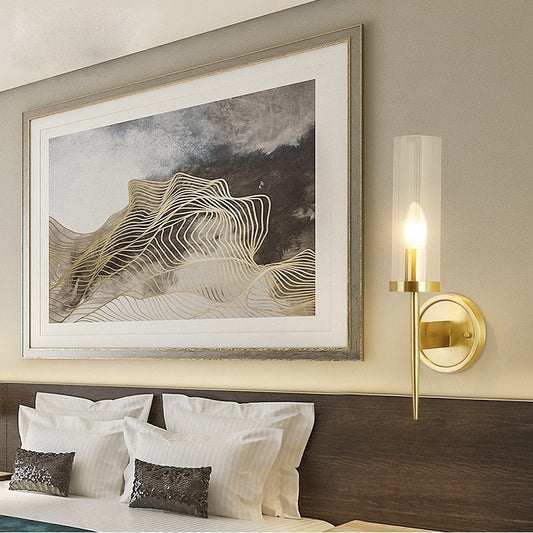 Lámpara de pared de cobre Lámpara de cabecera de dormitorio Lámpara de cobre sencilla