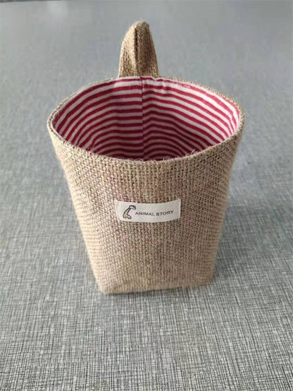 Wall-mounted Desktop Sundries Jute Storage Bag Bathroom S