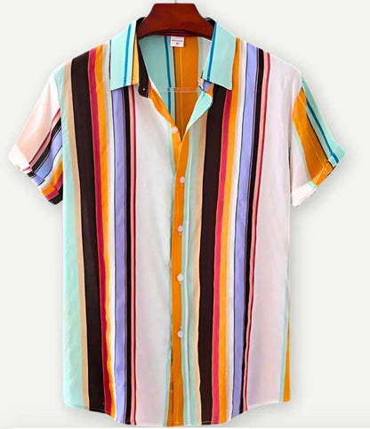 Hawaiian Printing Lapel Short Sleeve Shirt