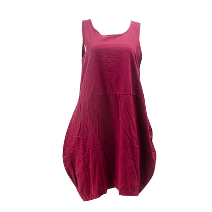 Plus Size Casual Solid Color Sleeveless Pocket Dress