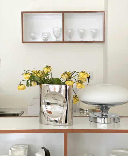 Mirror Silver Geometric Architecture Minimalist Moon Phase Vase