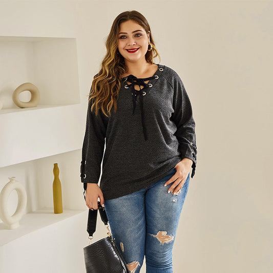 T-shirt col rond tricoté grande taille