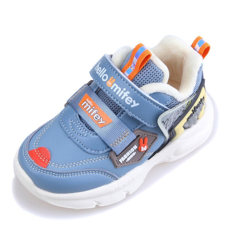 Chaussures de sport chaudes en coton à fibres courtes, chaussures fonctionnelles matelassées pour bébé