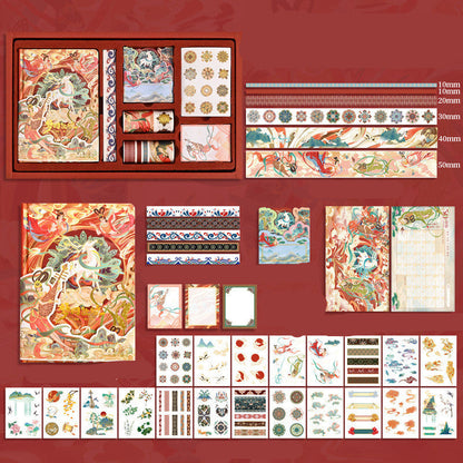 Ancient Style Hand Book Tape Stickers Sticky Notes Gift Box