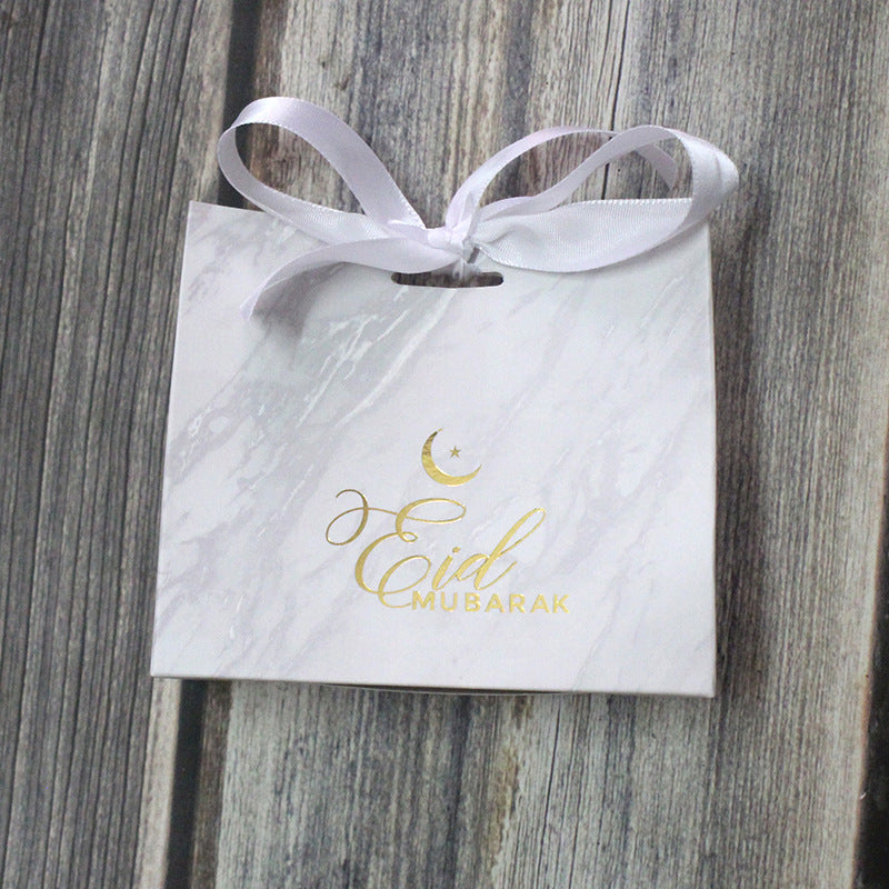 Suministros de decoración de bolsas de regalo de Eid de caja de azúcar jaspeada