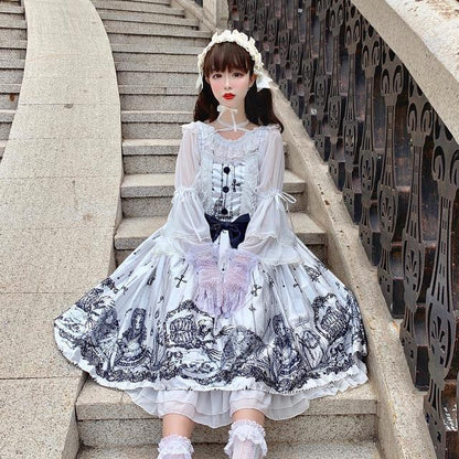 Vestido Lolita JSK Tomb Prisoner Girl Vestido JSK gótico oscuro Vestido de fiesta de princesa victoriana vintage oscuro Vestido lolita sin mangas