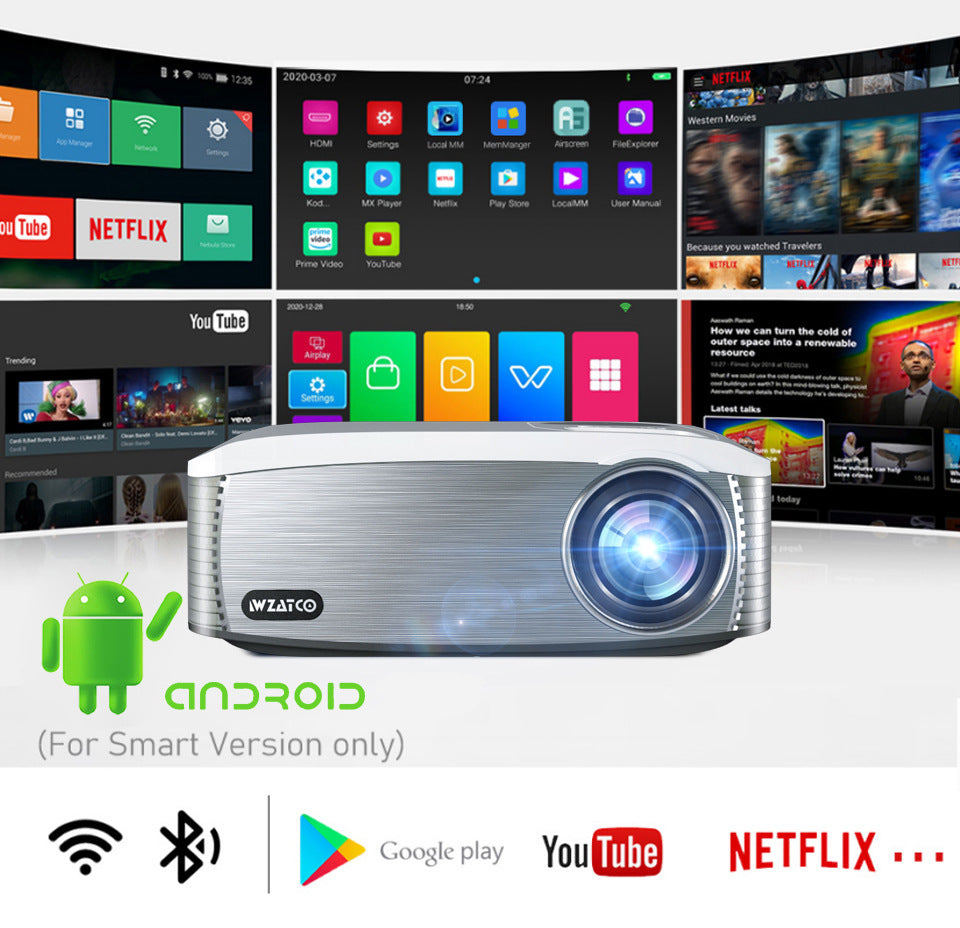 Smart Android 4K HD Projector – 1080P Home & School Laser Projector