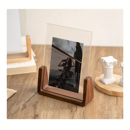 6 Inch Acrylic Photo Frame U Shaped Wood Desktop Picture Frame