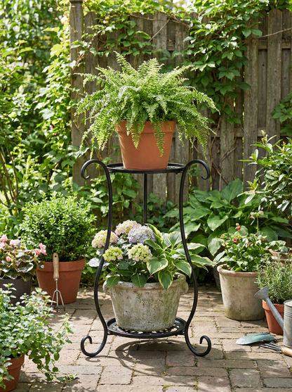 Two-Tier Metal Plant Stand – Double Layer Iron Flower Rack for Indoor & Outdoor Plants