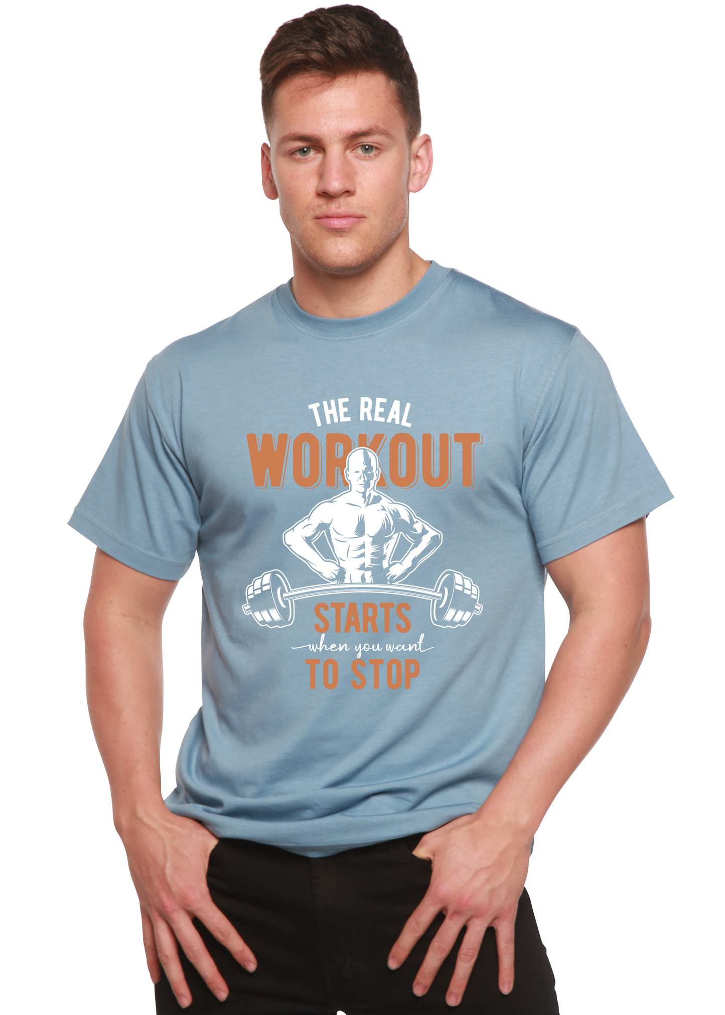 T-shirt graphique à manches courtes en bambou viscose/coton biologique The Real Workout pour hommes