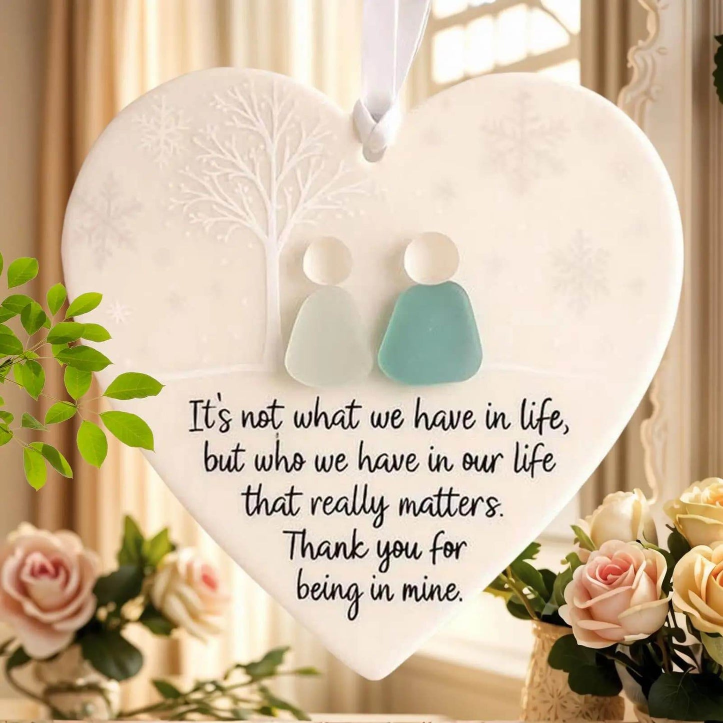 3D Printed Ceramic Love Heart Ornament for Friendship Decor