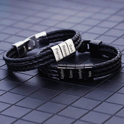 Pulsera de cuero grabada personalizada – Regalo para esposo, papá, para él