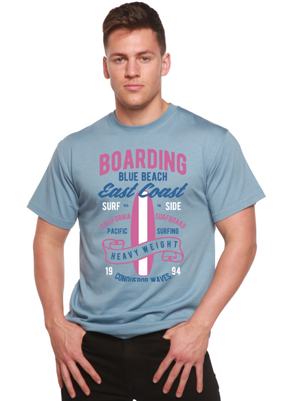 T-shirt graphique à manches courtes en viscose de bambou/coton bio pour homme Boarding Blue Beach