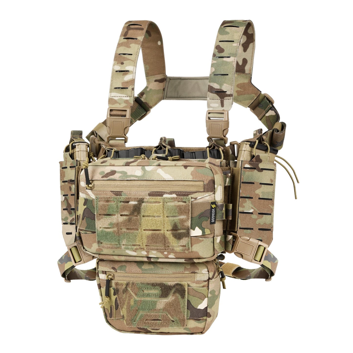 Votagoo Tactical Chest Rig，Molle Modular Micro Fight Chest Rigs Adjustable&Detachable with 5.56/7.62 Magazine Pouch