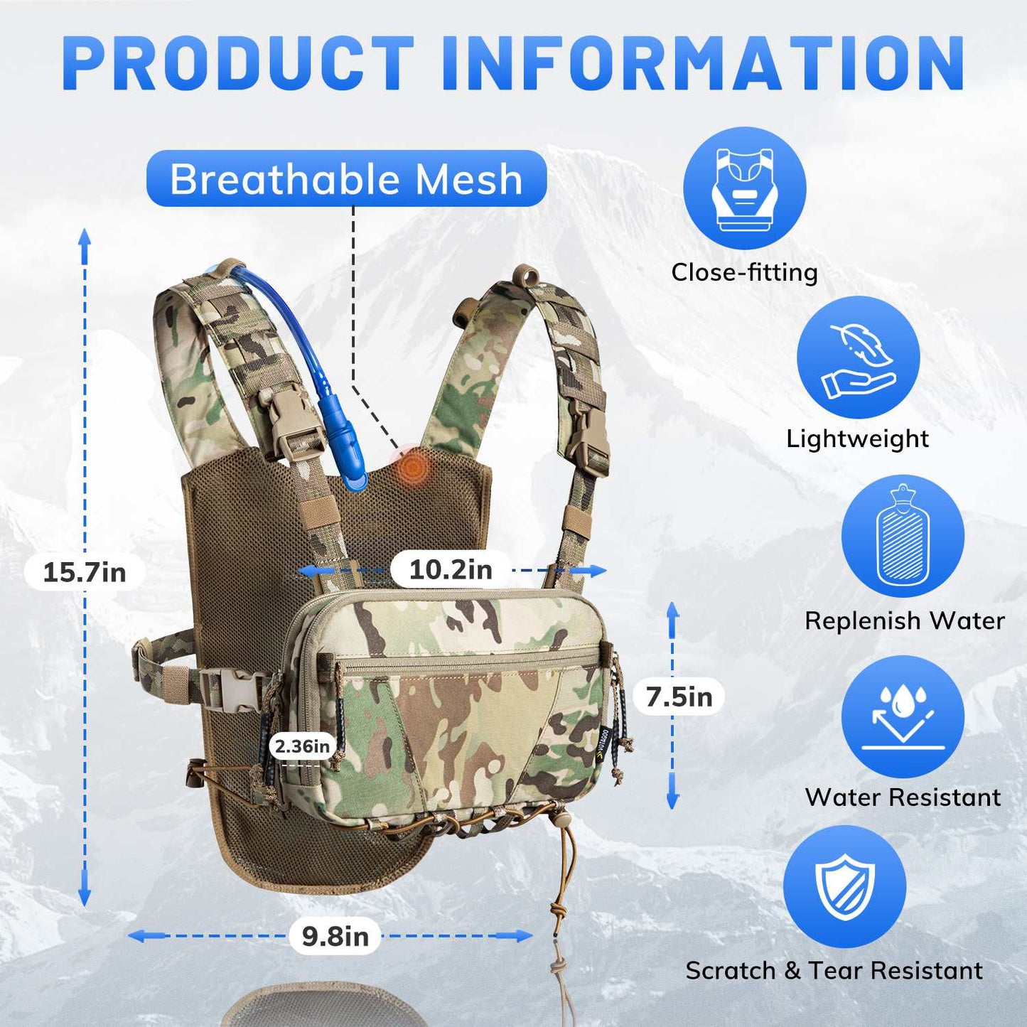 Votagoo Tactical Lightweight Running Hydration Vest with 2L Water Bladder Bag