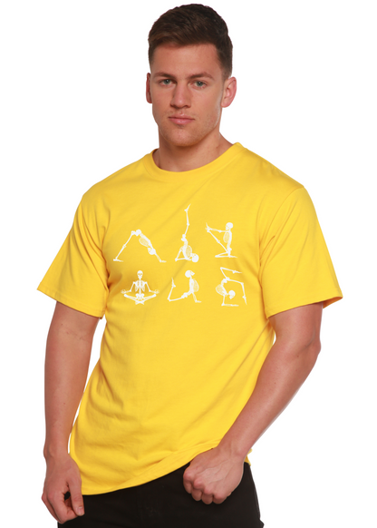 T-shirt graphique à manches courtes pour homme en bambou, viscose et coton biologique avec squelette d'Halloween Namaste