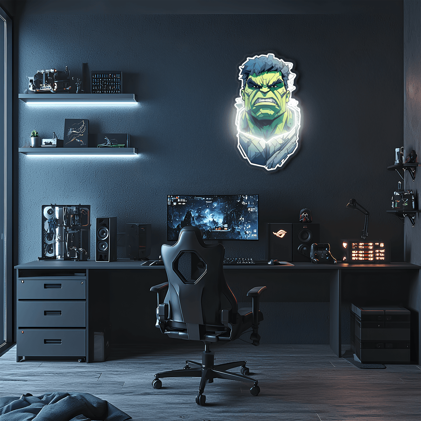 Hulk Neon Sign, Uv Print Neon, Hulk Wall Decor, Uv Print Neon Sign