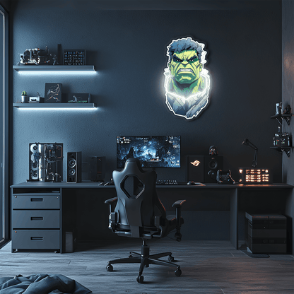Hulk Neon Sign, Uv Print Neon, Hulk Wall Decor, Uv Print Neon Sign