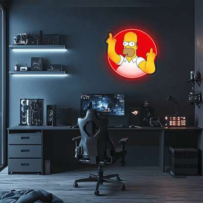 Homer Simpson Neon Sign, Simpson Neon Decor, Uv Print Neon Sign, Home Decor