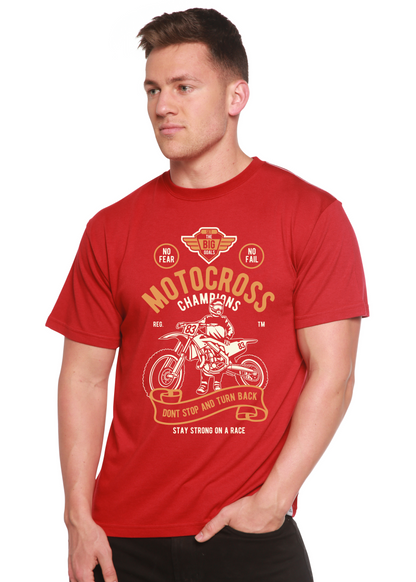 T-shirt graphique à manches courtes en viscose de bambou/coton biologique pour hommes Motocross Champions