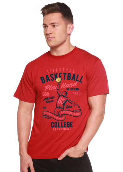 T-shirt graphique à manches courtes en viscose de bambou/coton biologique pour homme Life Style Basketball