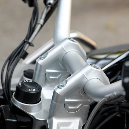 LOBOO Handlebar Risers for BMW R1200GS / R1250GS / S1000XR (2016–2020) – CNC Aluminum 1.18 in Rise / 1.02 in Setback, Silver Anodized Finish