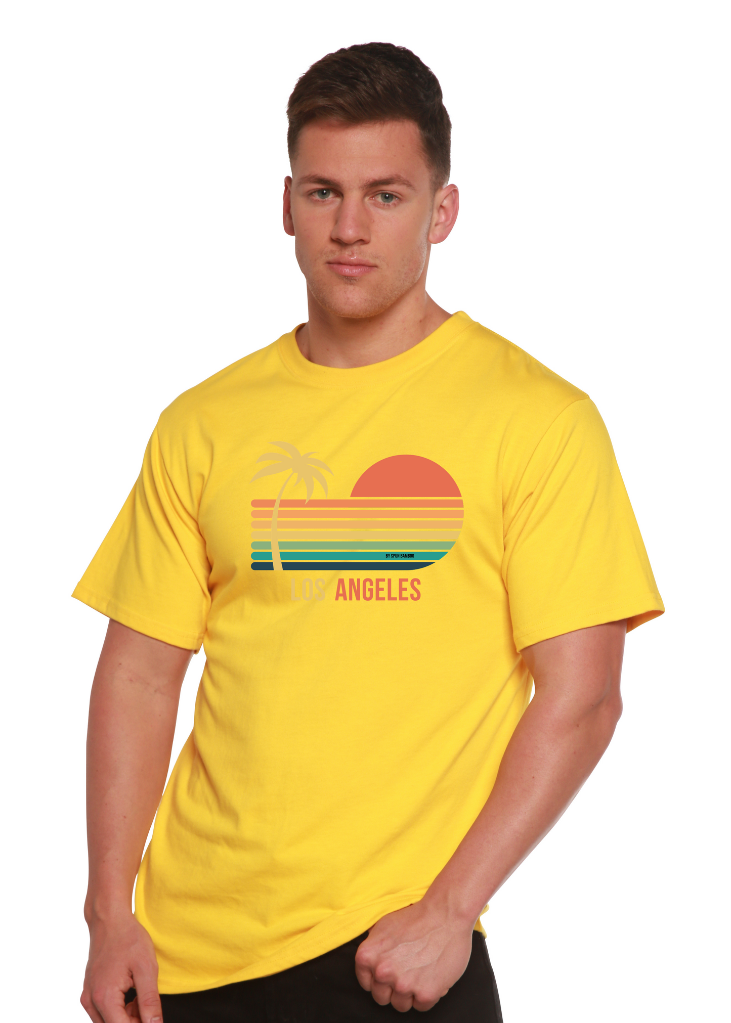 T-shirt graphique unisexe à manches courtes en viscose de bambou/coton biologique de Los Angeles