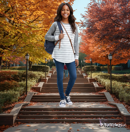 Suéter de algodón nuevo, mangas rosadas y rayas azules, para otoño o invierno, para chica de secundaria o universidad.