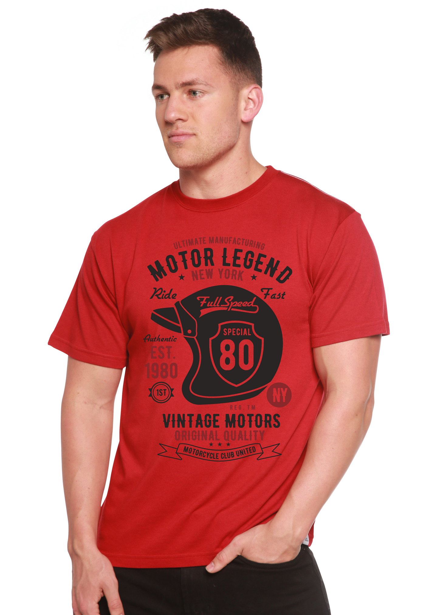 T-shirt graphique à manches courtes en viscose de bambou/coton biologique Motor Legend pour homme