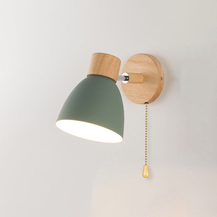 Modern Minimalist Wooden Cone Wall Sconce LED E27 Wall Light