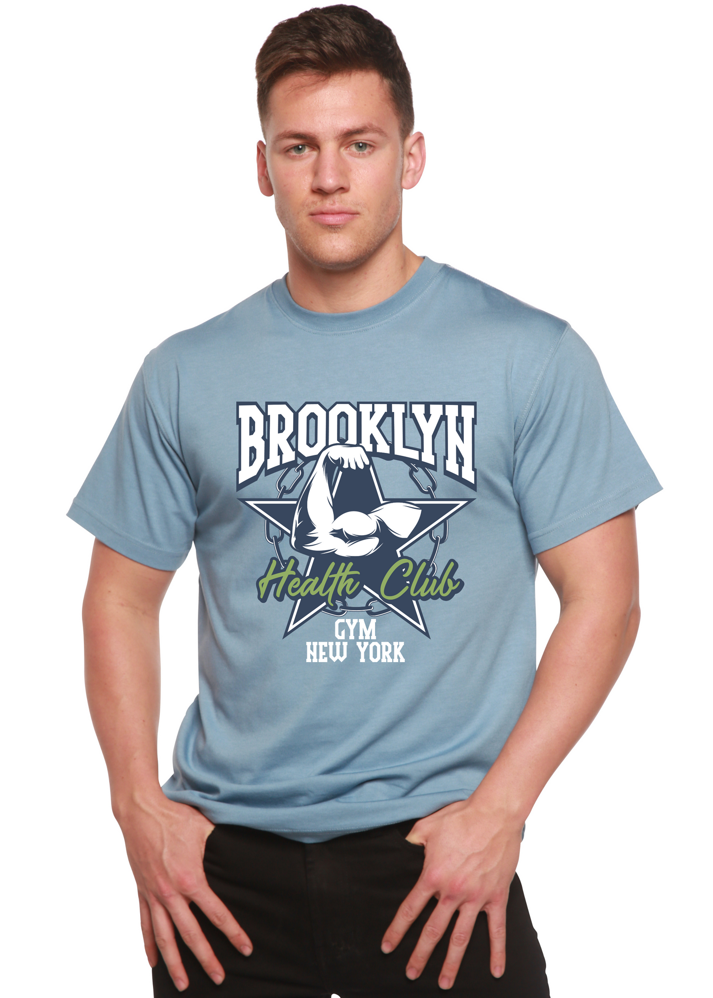 T-shirt graphique à manches courtes en viscose de bambou/coton biologique pour homme Brooklyn Health Club