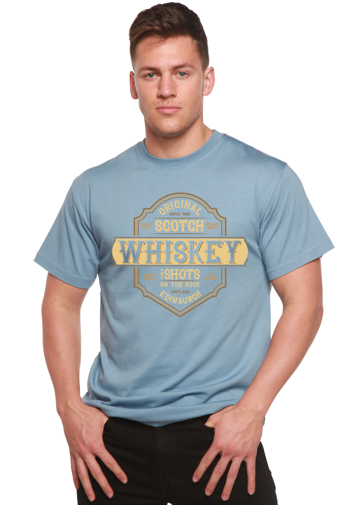 T-shirt graphique à manches courtes en viscose de bambou et coton bio pour homme Whiskey
