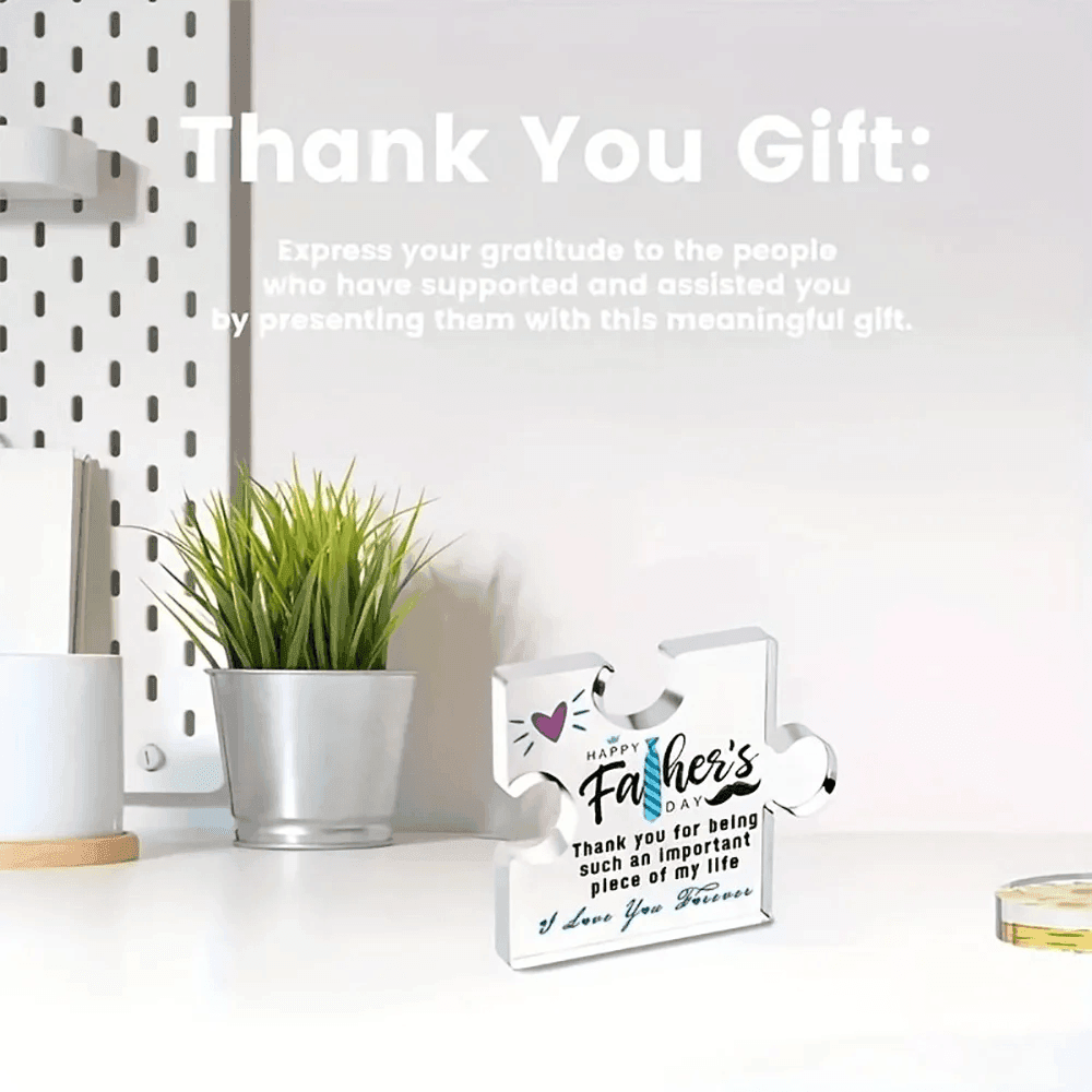 Plaque Puzzle Acrylique Fête des Pères Cadeau Gravé avec Amour et Gratitude Joyeuse Fête des Pères