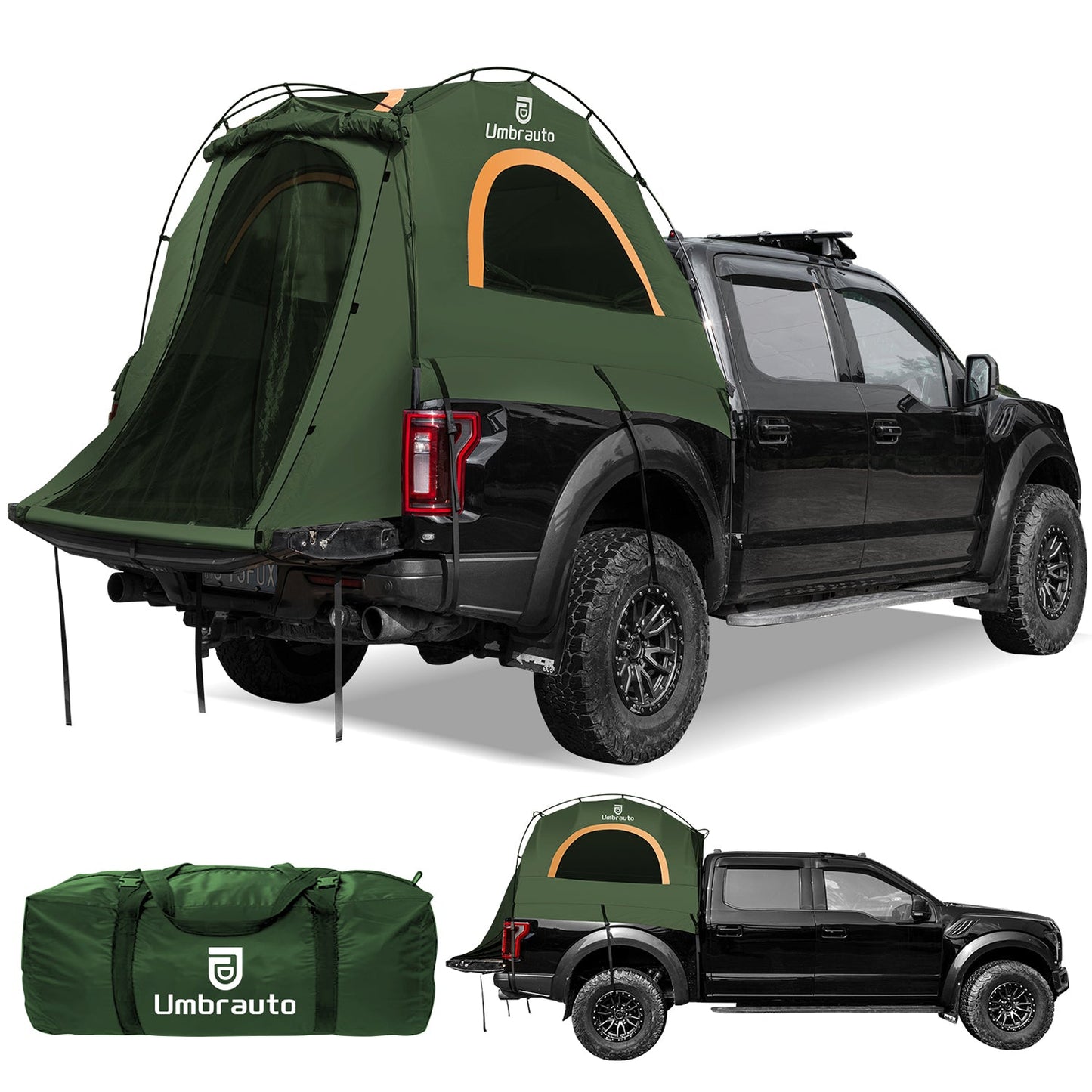 Umbrauto Tienda de campaña para camioneta de 5.5-5.8 pies para 2 personas | Tienda de campaña impermeable PU3000 de montaje rápido en 10 minutos para camionetas pickup