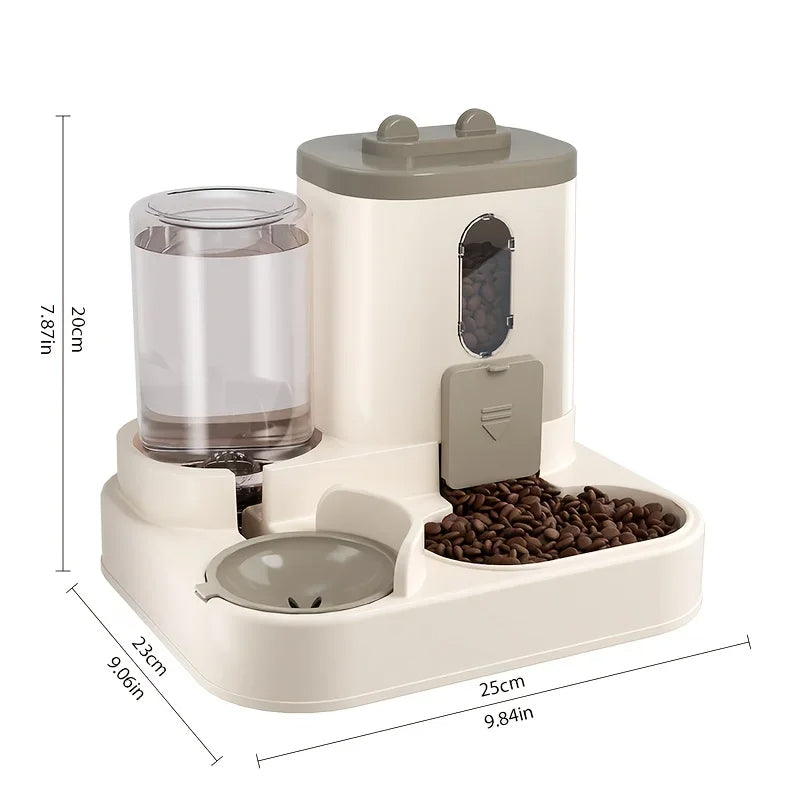 2 in 1 Automatic Pet Feeder with Water Dispenser Gravity Dog Cat Food Bowl