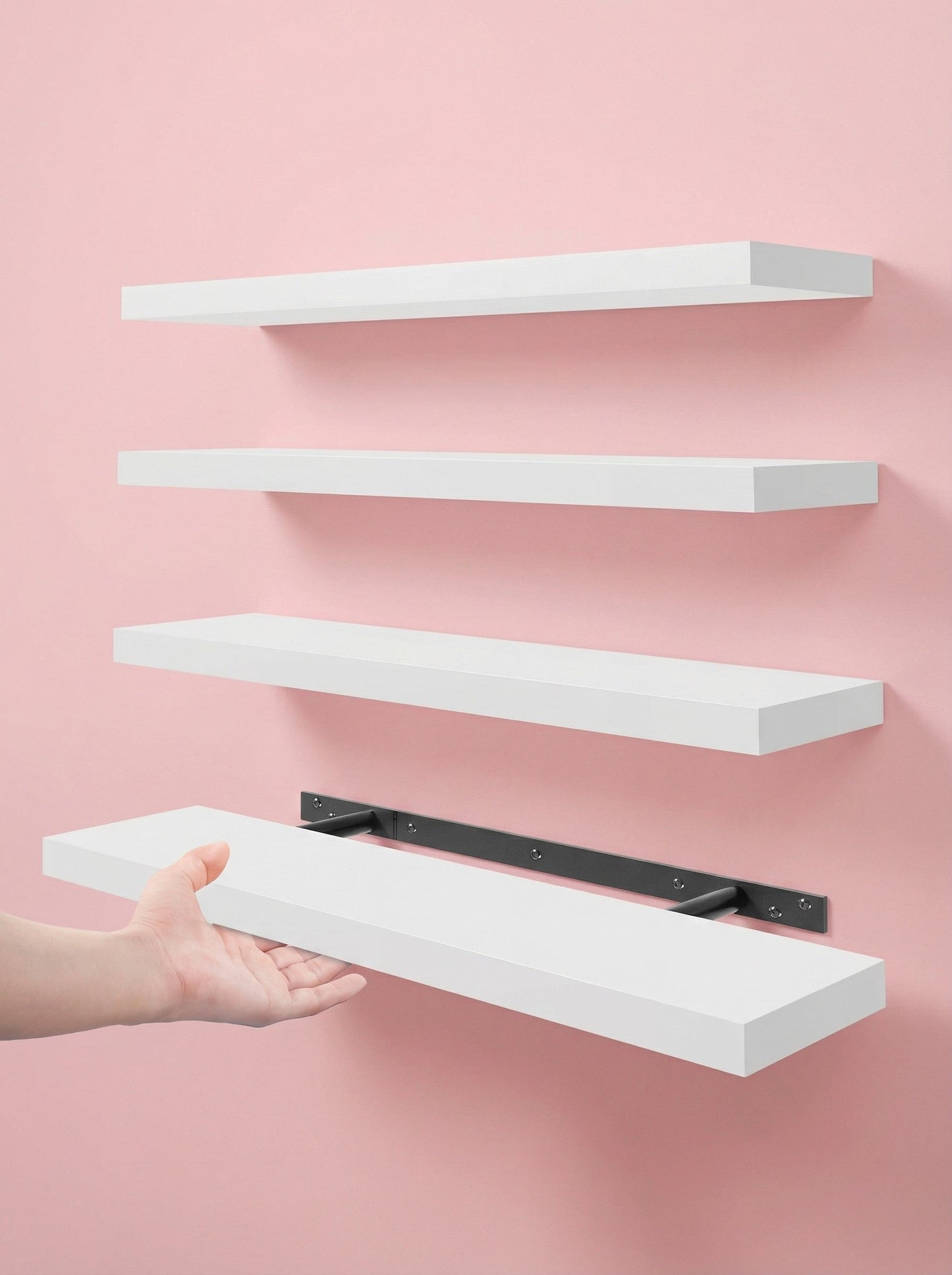 Lot de 4 étagères flottantes – Étagères murales de 40 cm avec supports invisibles