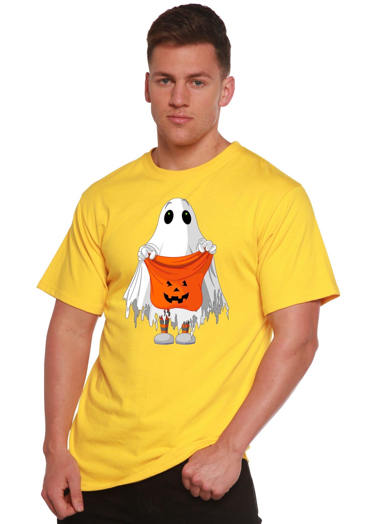 Camiseta Gráfica de Manga Corta para Hombre "Boo Halloween" de Viscosa de Bambú/Algodón Orgánico