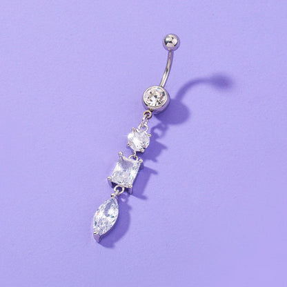 Bijoux de corps de piercing pour femme en zircon brillant, long, pour nombril