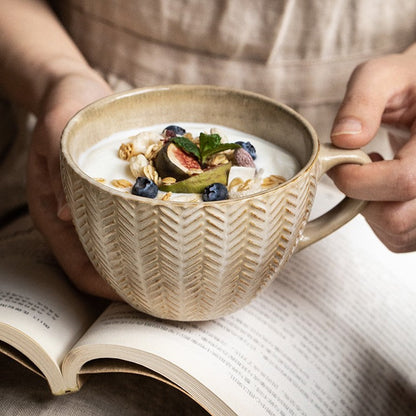 Taza de Desayuno Retro Relieve Con Defectos Sutiles