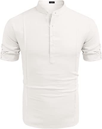 Henley Linen Men’s Beach Shirt – Short Sleeve Summer Top | S–XXL