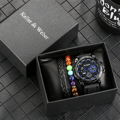 Caja de regalo para hombre con reloj y pulsera
