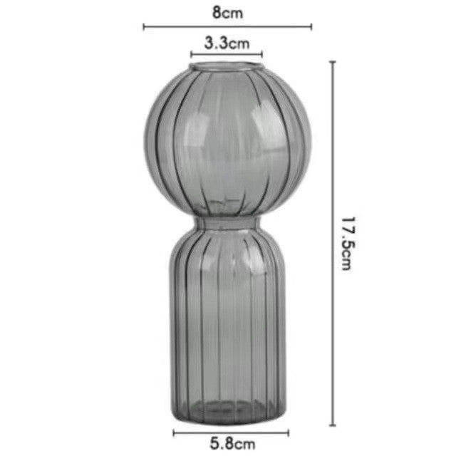 Vase en verre créatif ins, vase en verre transparent rayé, ornements décoratifs de table, vase simple pour fleurs hydroponiques