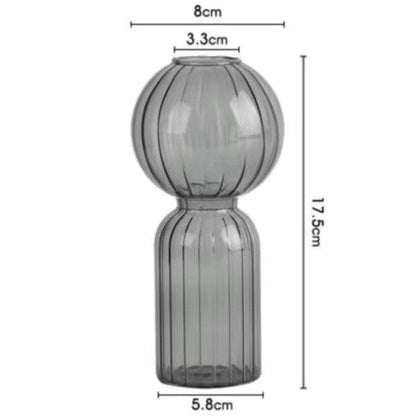 Vase en verre créatif ins, vase en verre transparent rayé, ornements décoratifs de table, vase simple pour fleurs hydroponiques