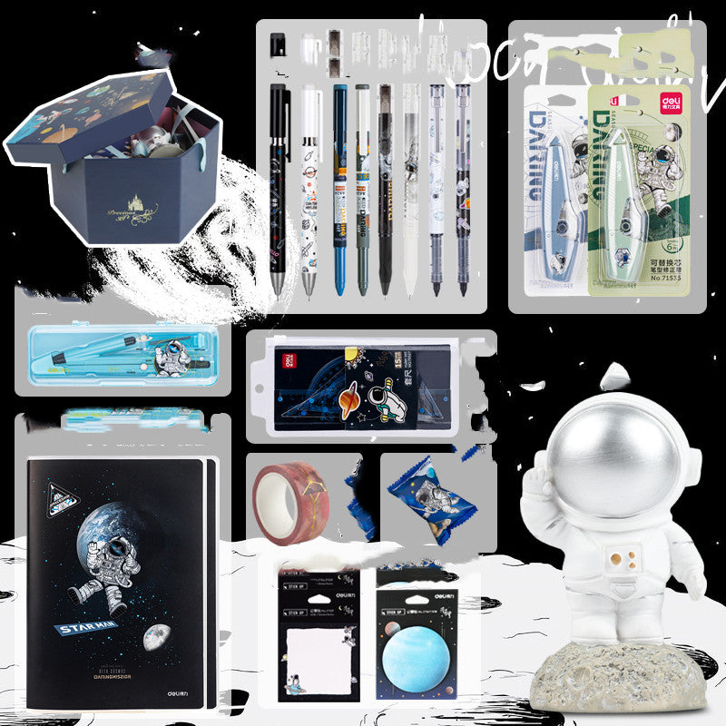 Set de regalo de papelería para exploración de la galaxia del universo, oferta de caja de regalo de cumpleaños, cuaderno de astronauta, agenda creativa